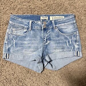 Light Blue Distressed Jean Shorts
